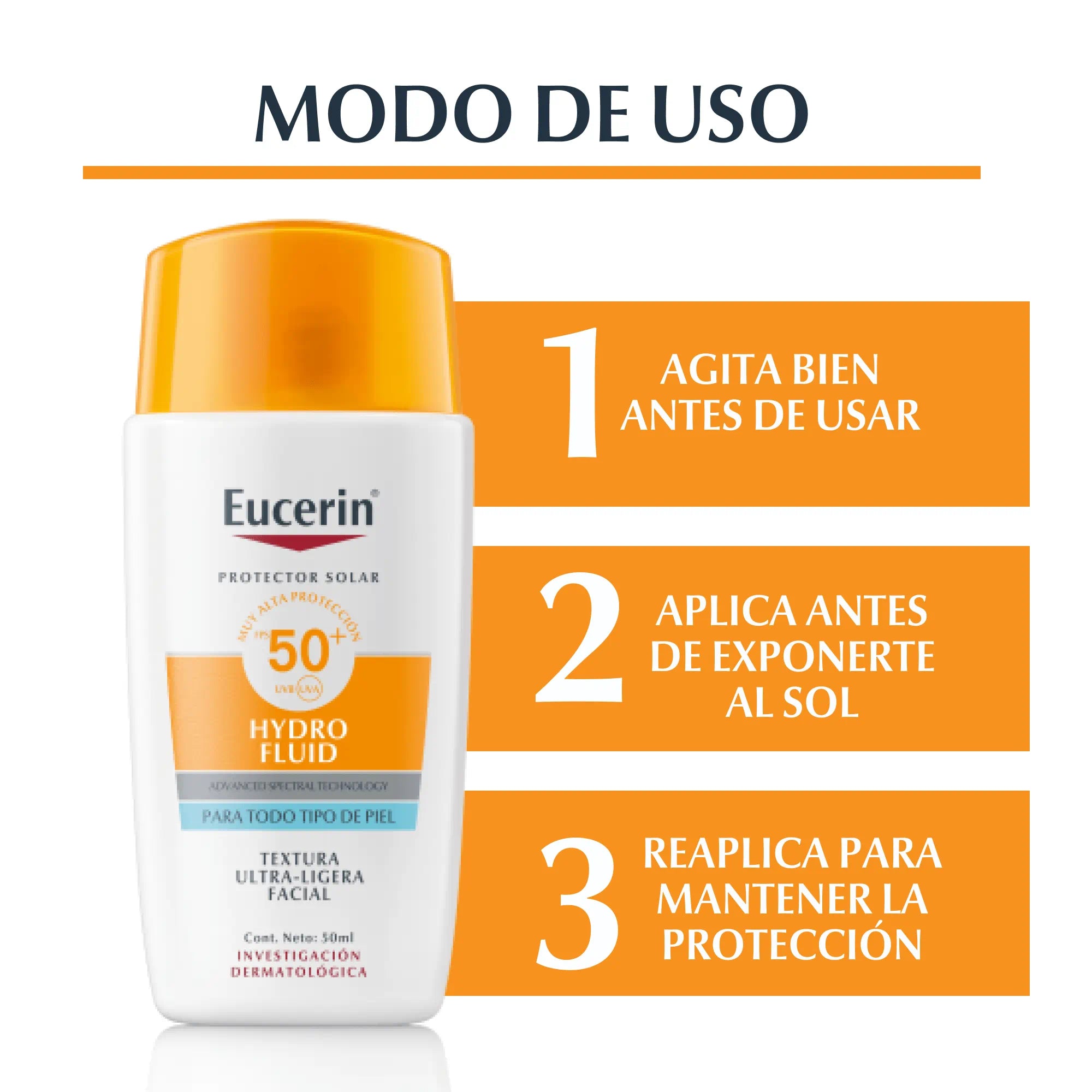Eucerin Proteccion Solar Facial Hydro Fluid FPS 50+ 50 ml