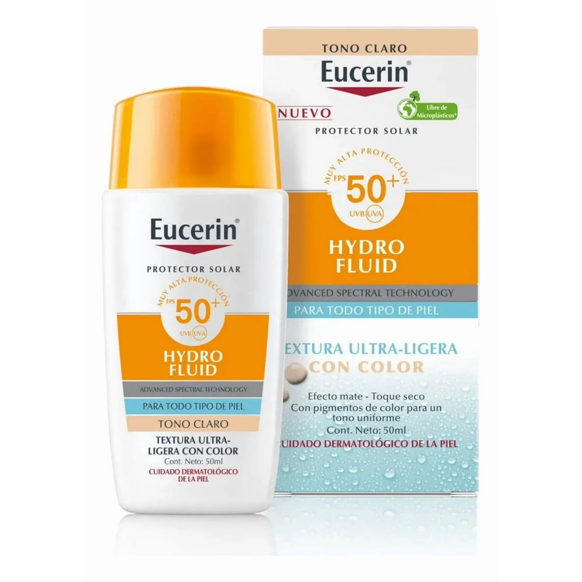Eucerin Proteccion Solar Facial Hydro Fluid FPS 50+ Tono Claro 50 ml